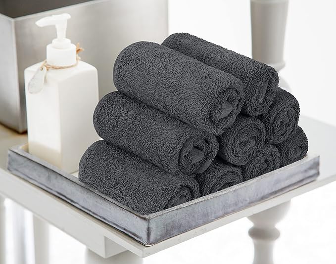 Utopia Towels Cotton Washcloths Set, 100% Ring Spun Cotton, Premium Flannel Face Cloths, Highly Absorbent and Soft Feel Fingertip Towels, 60 Pack, Grey