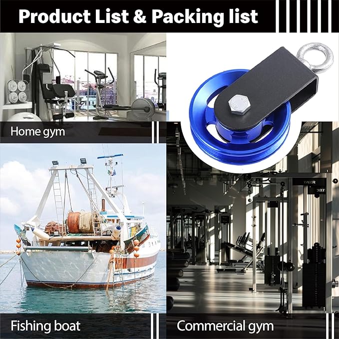 Pulley system for home gym, Aluminum GYM Pulley Wheel Universal Aluminum Alloy Bearing Pulley Wheel for Cable Machine Gym Equipment Part Garage Door