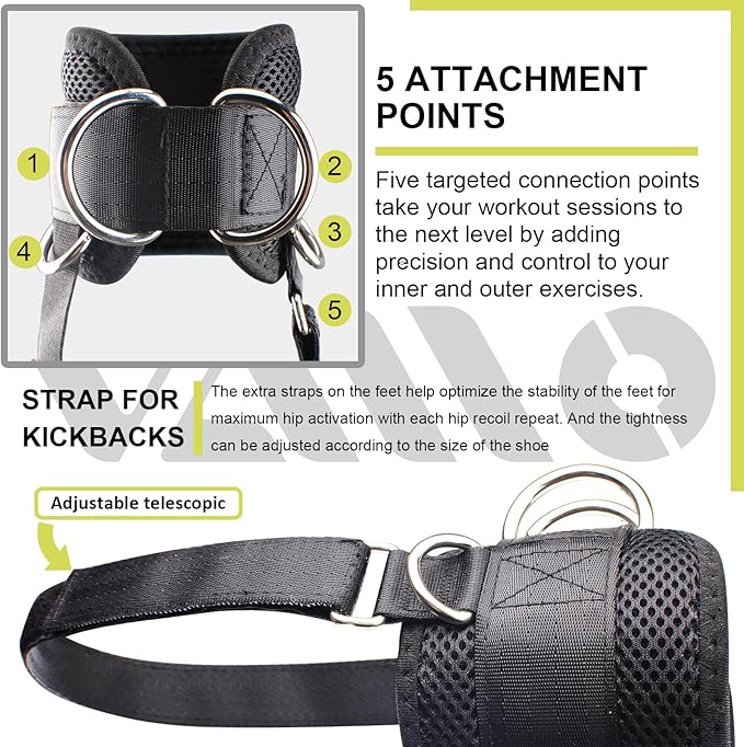 VAIIO Ankle Straps for Cable Machines,Adjustable Comfort fit Neoprene, Reinforce Double D-Ring - Premium Ankle Cuffs to Improve Abdominal Muscles, Lift The Butts, Tone The Legs for Men & Women
