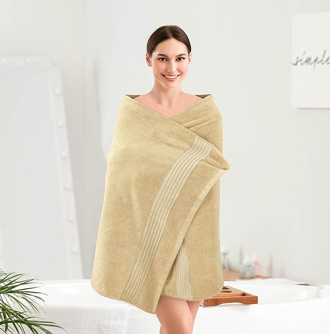 Utopia Towels 4 Pack Bath Towels Set, 27 by 54 Inches, 100% Ring Spun Cotton, Quick Dry, Highly Absorbent, Soft Feel Towels, Perfect for Daily Use, Beige