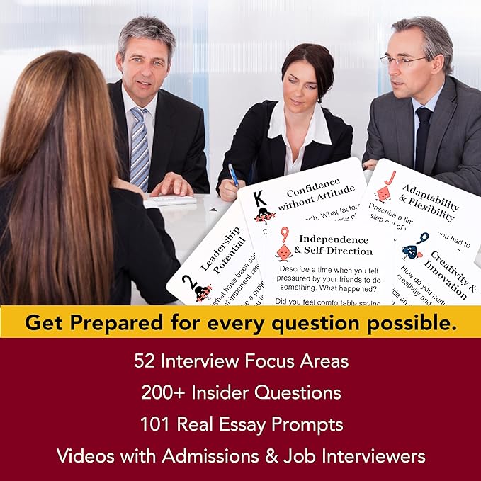 Mind Brain Emotion 52 Essential Interview Skills: Prep for Private School, College, Job Entrance Interviews| 200+ Insider Questions, 101 Real Admissions Essay Prompts, Expert Guide Videos