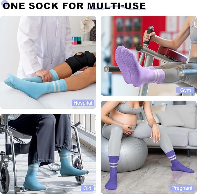 Pilates Socks with Grips for Yoga, Barefoot, Ballet, Barre, Hospital Non Slip Anti Skid Socks for Women and Men
