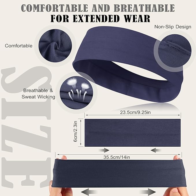 16Pcs Headbands for Women Hair Bands for Women's Non Slip Stylish Sports Hair Soft Cotton Cloth Stretchy Headbands for Women for Yoga Outdoor Exercise Running