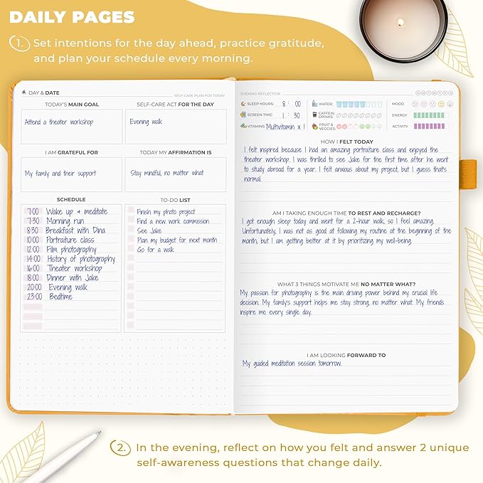 Clever Fox Self-Care Journal – Wellness & Daily Reflection Notebook – Mental Health & Personal Development Journal – Self-Care, Meditation & Mood Journal for Women & Men – A5 Size (Amber Yellow)