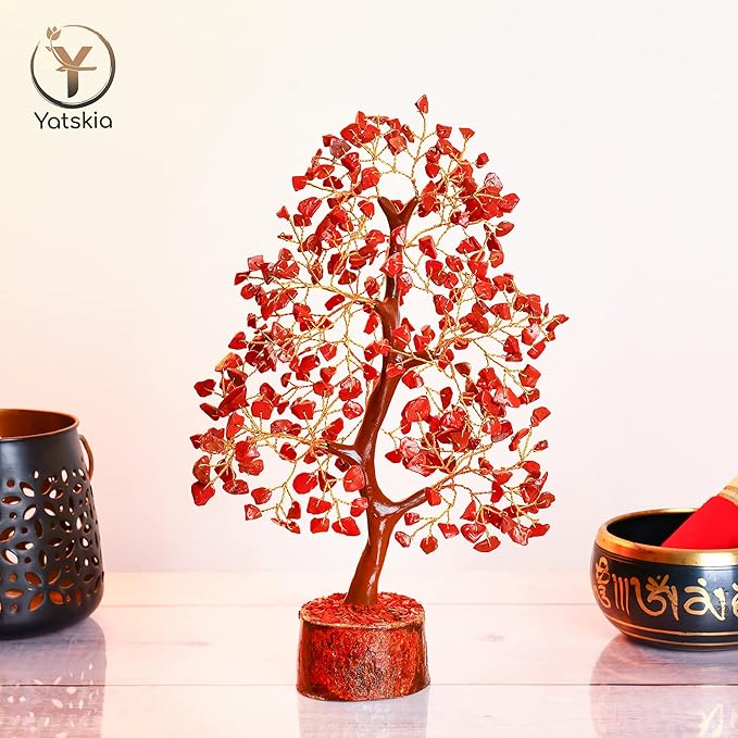 YATSKIA Red Jasper Crystals - Crystal Tree of Life - Gemstone Tree - Spiritual Items - Meditation Room Decor - Spiritual Decor - Reiki Gifts - Good Luck Charms - Metaphysical Gifts