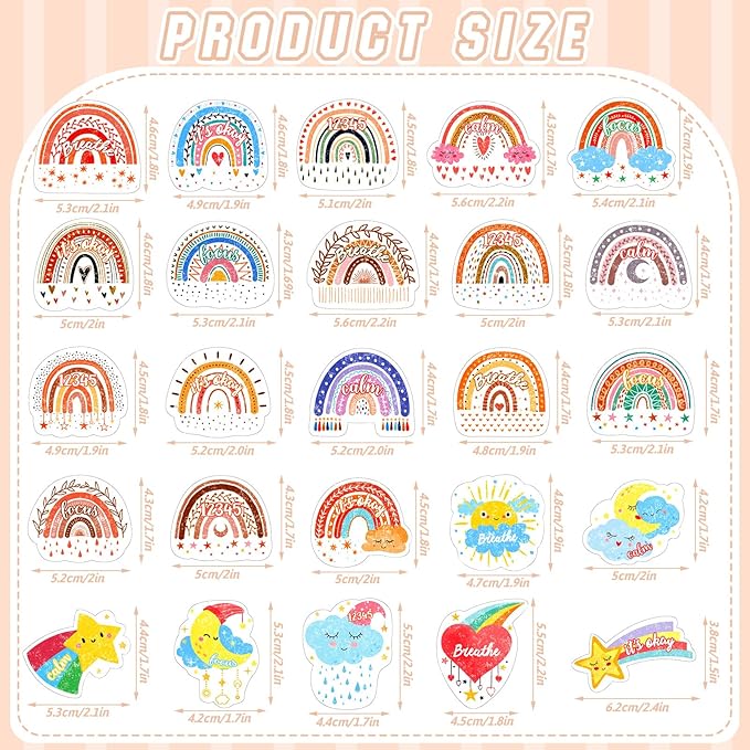 Crtiin 50 Pieces Anxiety Sensory Stickers for Anxiety Relief Items Mental Health Stickers Fidget Textured Strips for Office Classroom Desk Relieve Adult Stress