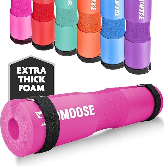 DMoose Fitness Barbell Pad for Hip Thrust, Squat & Lunges - Non-Slip Thick Foam Cushion for Neck and Back Support with Two Straps - Hip Thrust Pad for Leg Day - Fits All Olympic Bars and Smith Machine