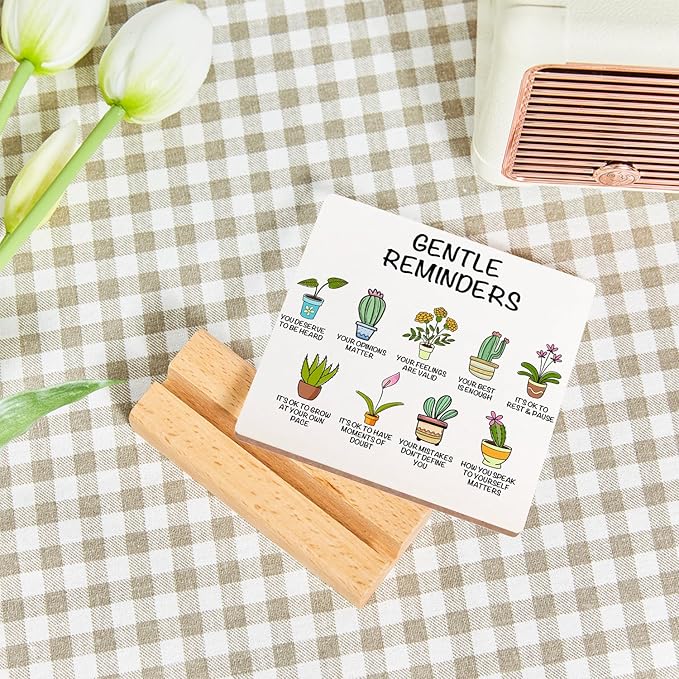 Growth Mindset Sign, Mental Health Wooden Sign Decor, Positive Plaque With Wooden Stand, Mental Health Reminders Gift for Psychologist School Counselor Student Boy Girl Best Friend