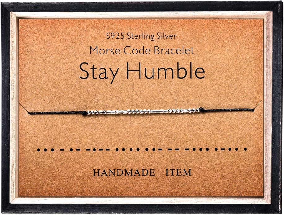 KGBNCIE Morse Code Bracelet for Women Sterling Silver Beads on Silk Cord Secret Message Fuck Friendship Inspirational Encouragement Bracelet Gift for Her