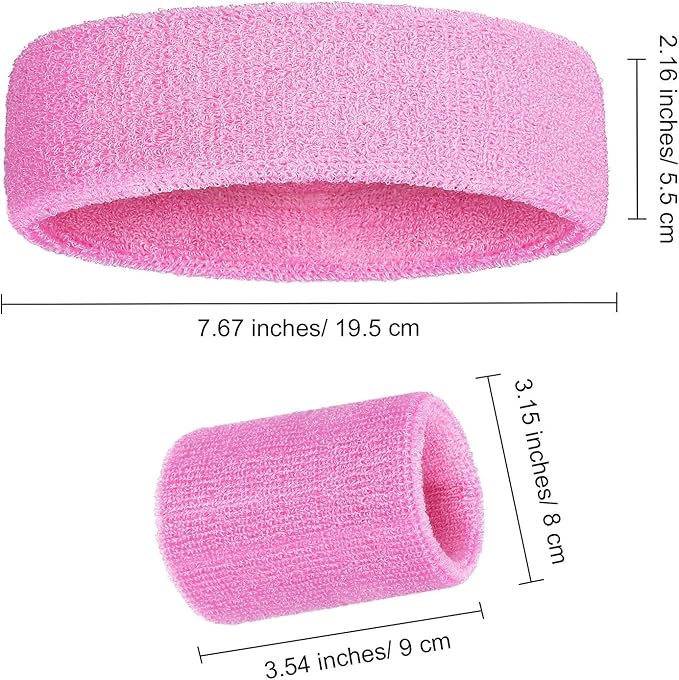 WILLBOND 3 Pcs Sweatbands Set 80s 90s Neon Sports Headband Tennis Striped Sweat Band Sports Competitions Games for Men Women Party Supplies