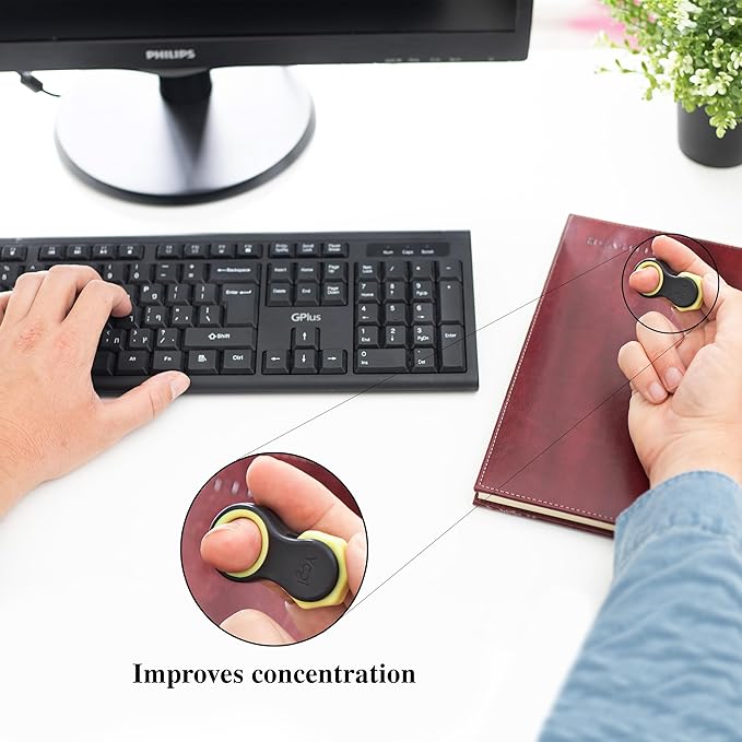 Yogi Fidget Toy – Silent Sensory Spinner for Adults & Kids – Stress Relief Fidgets for ADHD, Anxiety – Fidget Toys for Adults – Includes 5 Finger-Fit Rings – Work, School & Travel – Moonlight