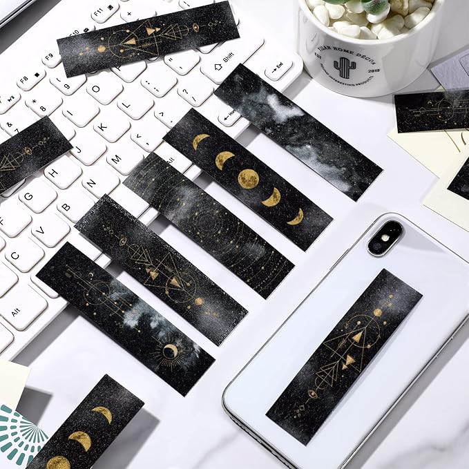 Crtiin 50 Pieces Anxiety Sensory Stickers for Anxiety Relief Items Mental Health Stickers Fidget Textured Strips for Office Classroom Desk Relieve Adult Stress(Celestial Style)