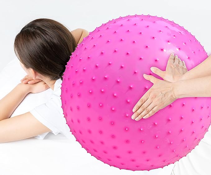 Large Sensory Massage Ball for Kids, 33.5" 85cm Pink Bouncy Exercise Ball for Toddlers, Big Inflatable Balls with Tactile Spikes, Outdoor Giant Yoga Balls, Large Beach Ball (pink1)