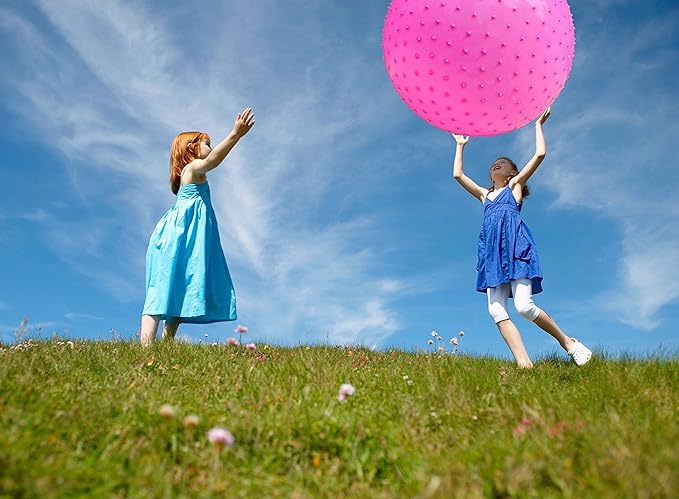 Large Sensory Massage Ball for Kids, 33.5" 85cm Pink Bouncy Exercise Ball for Toddlers, Big Inflatable Balls with Tactile Spikes, Outdoor Giant Yoga Balls, Large Beach Ball (pink1)