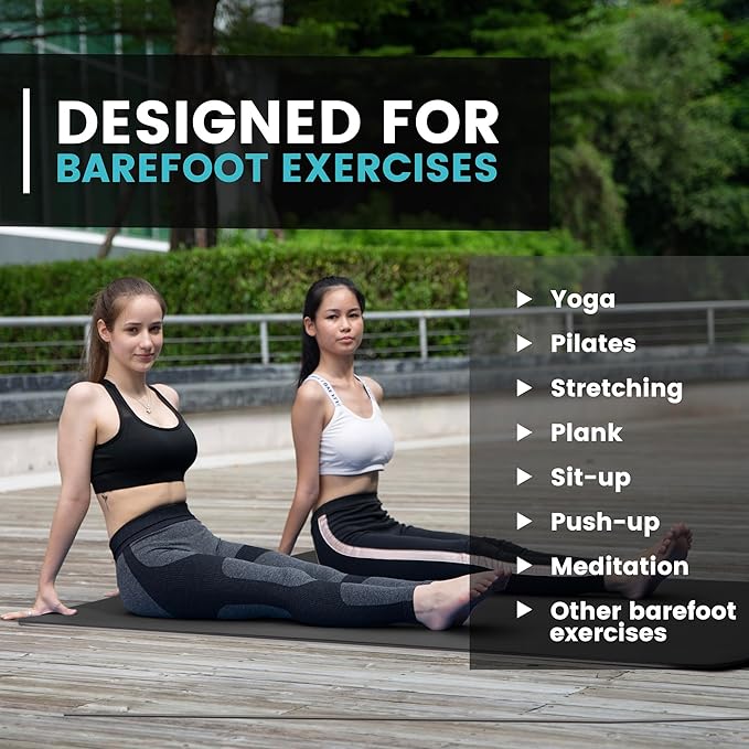 UMINEUX Large Yoga Mat for Men and Women 1/4 & 2/5 Inch Extra Thick TPE Fitness Mat for Home Gym Workout, Non-Slip, Eco Friendly Exercise Mat for Yoga, Pilates, Stretching, Meditation