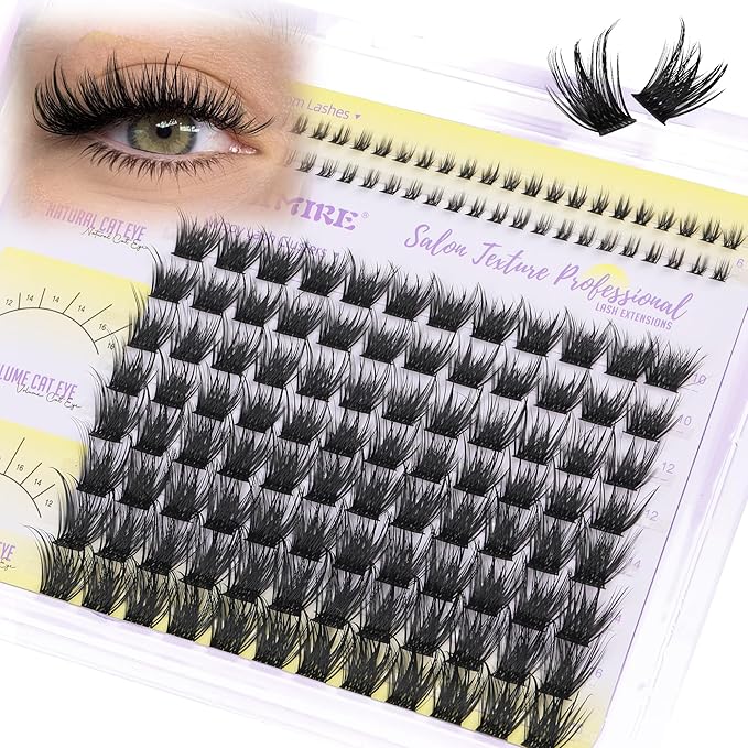 JIMIRE Lash Clusters Volume Eyelash Clusters 10-16MM D Curly Fluff Cluster Eyelash Extensions with Bottom Lash Clusters 136Pcs Individual Lashes DIY at Home