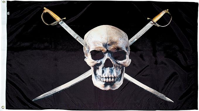 FlagSource Pirate Nylon Jolly Roger Decorative Flag, Made in the USA, 3x5'