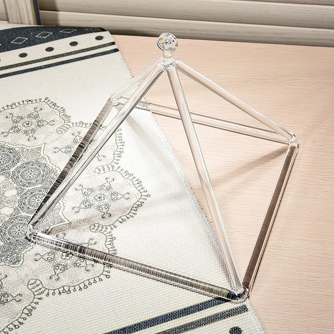 TOPFUND 6" Clear Crystal Singing Pyramid Sound Therapy Instrument with Carrying Case and Quartz Suede Mallet