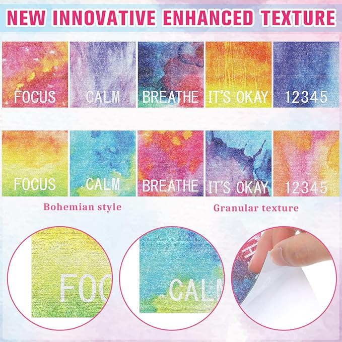 Crtiin 50 Pieces Anxiety Sensory Stickers for Anxiety Relief Items Mental Health Stickers Fidget Textured Strips for Office Classroom Desk Relieve Adult Stress(Delicate Style)