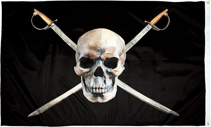 FlagSource Pirate Nylon Jolly Roger Decorative Flag, Made in the USA, 3x5'