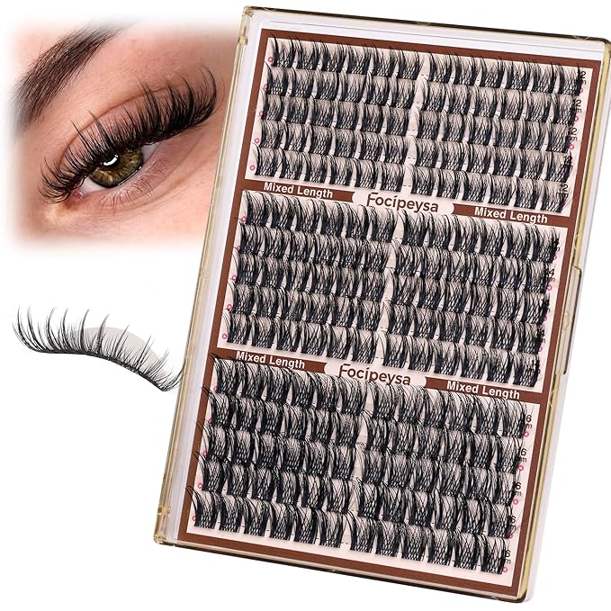 Focipeysa Natural Lash Clusters Wispy Lash Extensions 12-16mm Spiky Manga Eyelash Clusters Salon Effect Pestañas Postizas Naturales DIY Individual Eyelash Extensions at Home
