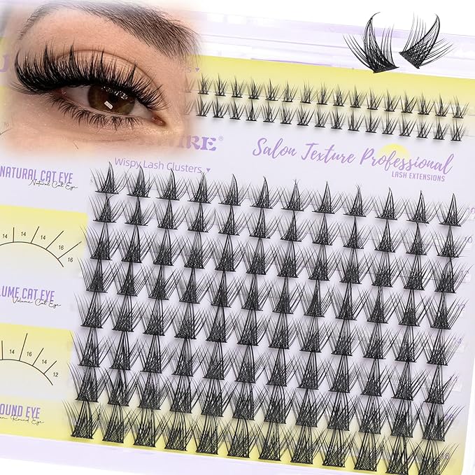 JIMIRE Lash Clusters Wispy Eyelash Clusters 10-16MM CC Curly Manga Cluster Eyelash Extensions with Bottom Lashes Anime Lash Extensions for Beginners 136Pcs Individual Lashes DIY at Home