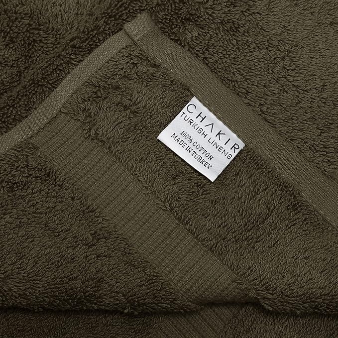 Chakir Turkish Linens 100% Cotton Premium Turkish Towels for Bathroom | 13'' x 13'' (6-Piece Washcloth, Cocoa)