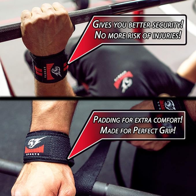Premium Wrist Weightlifting Straps Pair + Wrist Wraps Pair + Carry Bag, Perfect Weight Lifting Bundle, Heavy Duty Made for Deadlifts, Gym, Powerlifting, Strong Grip Support - For Men and Women