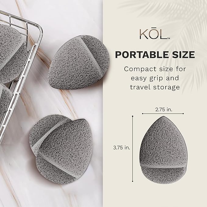 KOL Face Scrubber, Premium Charcoal and Vitamin E Infused Facial Cleansing and Exfoliating Pads for Daily Cleaning and Makeup Removal, 3 Count