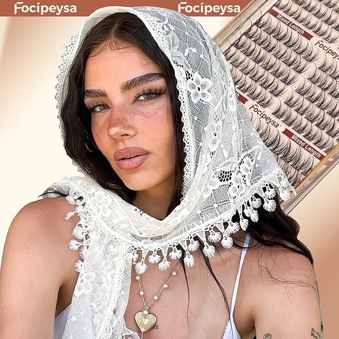 Focipeysa Lashes Wispy Cluster Lashes Natural Lash Clusters 10-16mm Eyelash Clusters Salon Effect Pestañas Postizas Naturales Fairy DIY Individual Eye Lashes Extensions Pack Spiky Lash