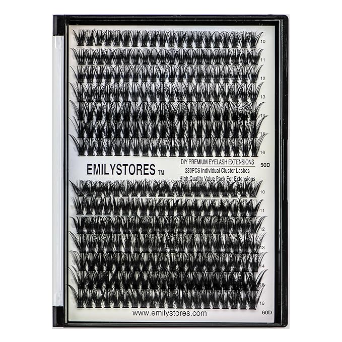 Lashes Extension Kit DIY 280pcs Lash Clusters Eyelash Extension Kit, 10-16mm Mix Sizes 40D 50D Curl Individual Lashes Kit for DIY Eyelashes (40D+50D)
