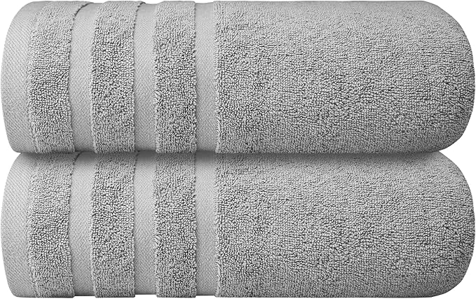 Infinitee Xclusives 100% Cotton Luxury Bath Towels Set of 2 (27x54 Inches) (Charming Grey, Bath Towels - Pack 2)