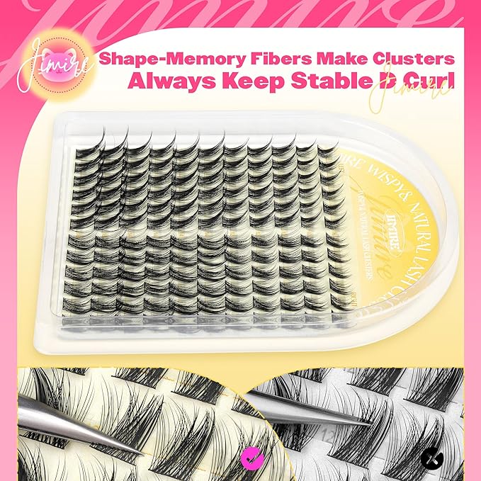 Cat Eye Natural Lash Clusters Wispy Eyelash Clusters 10-16MM Cluster Eyelash Extensions Left Right DIY Lash Extension Soft D-Curly Fox Eye Lashes Clusters 132Pcs Anime Individual Lashes