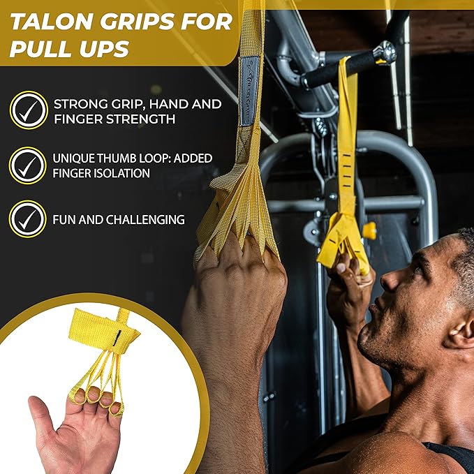 Core Prodigy Talon Pull Up Grip Strength Straps - Nylon Finger and Thumb Loops for Grip Training, Rock Climbing, Hand and Arm Strengthener