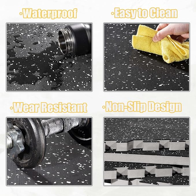 CyclingDeal Quality Puzzle Exercise Tiles Mat - 6pk 24" x 24" Interlocking Rubber 20mm Thick EVA Foam Protective Flooring Mat for Home Gym Workout Equipment Garage Playground