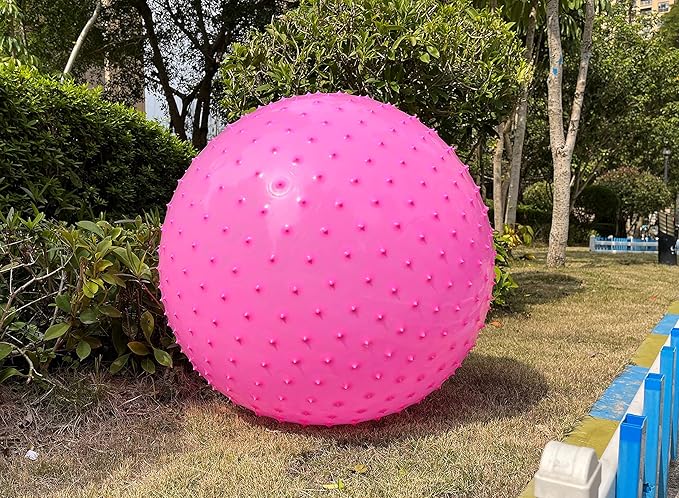 Large Sensory Massage Ball for Kids, 33.5" 85cm Pink Bouncy Exercise Ball for Toddlers, Big Inflatable Balls with Tactile Spikes, Outdoor Giant Yoga Balls, Large Beach Ball (pink1)