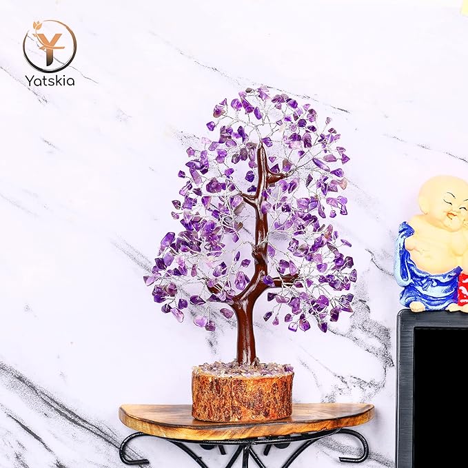 YATSKIA Amethyst Tree -Amethyst Tree of Life, Chakra Tree, Chakra Tree of Life, Healing Crystals, Money Tree, Spiritual Decor for Home, Gemstones and Crystals