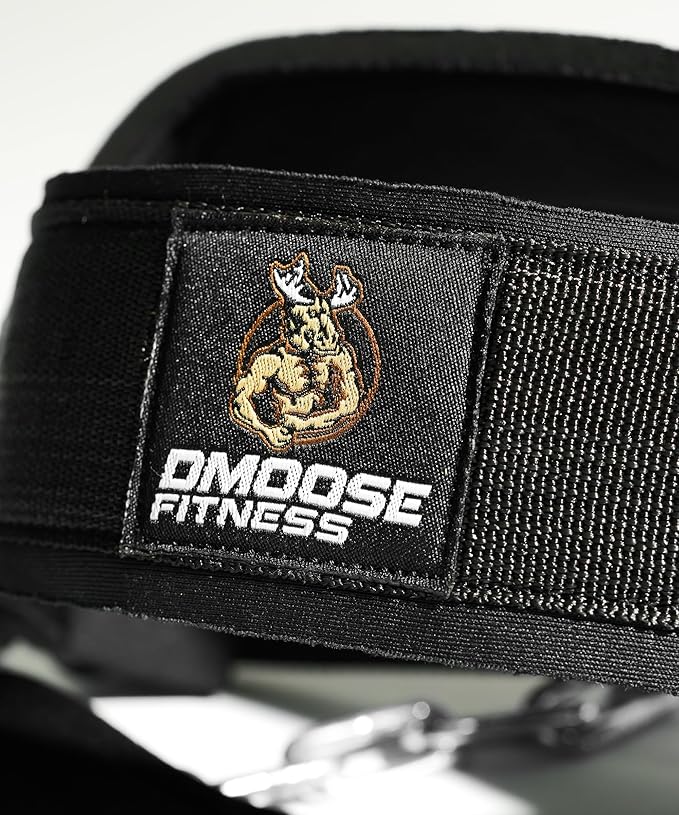 DMoose Fitness Neck Harness for Weight Lifting - Soft Padded Head & Chin Strap with 30" Heavy Duty Steel Chain - Neck Exerciser, Trainer & Strengthener to Support Injury Recovery and Intense Workouts