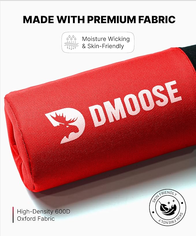 DMoose Fitness Barbell Pad for Hip Thrust, Squat & Lunges - Non-Slip Thick Foam Cushion for Neck and Back Support with Two Straps - Hip Thrust Pad for Leg Day - Fits All Olympic Bars and Smith Machine