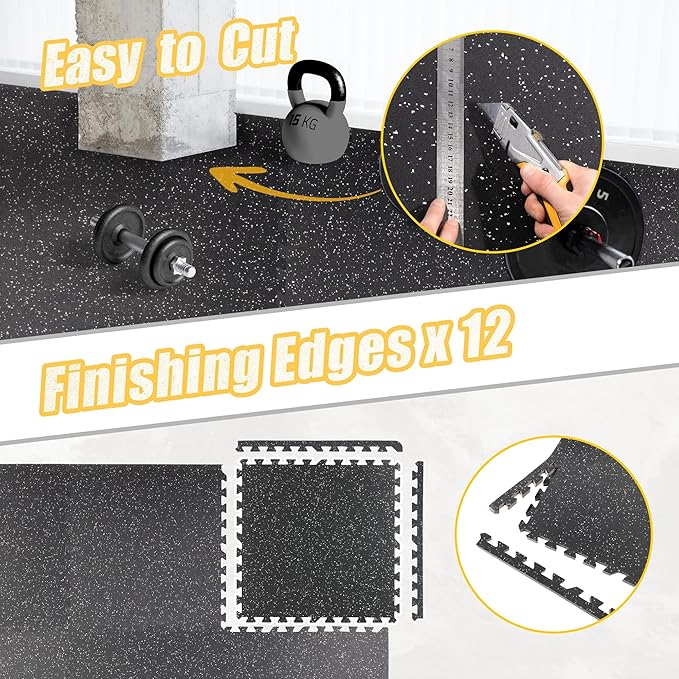 CyclingDeal Quality Puzzle Exercise Tiles Mat - 6pk 24" x 24" Interlocking Rubber 20mm Thick EVA Foam Protective Flooring Mat for Home Gym Workout Equipment Garage Playground