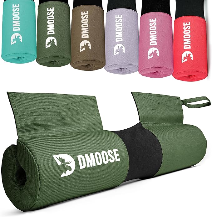 DMoose Fitness Barbell Pad for Hip Thrust, Squat & Lunges - Non-Slip Thick Foam Cushion for Neck and Back Support with Two Straps - Hip Thrust Pad for Leg Day - Fits All Olympic Bars and Smith Machine