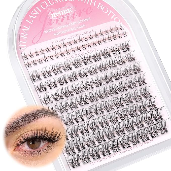 Venus Lash Clusters Kit with Bottom Lashes Natural Look Wispy 10-16MM Lash Extension Kit with Lash Bond and Seal, Remover, Tweezers D Curl Cluster Eyelash Extensions Kit Individual Lashes by JIMIRE