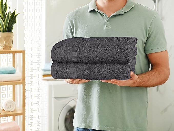 Utopia Towels - Luxurious Jumbo Bath Sheet 8 Piece - 600 GSM (35X70 Inches) 100% Ring Spun Cotton - Highly Absorbent and Quick Dry Extra Large Bath Towel - Super Soft Hotel Quality Towel (Grey)