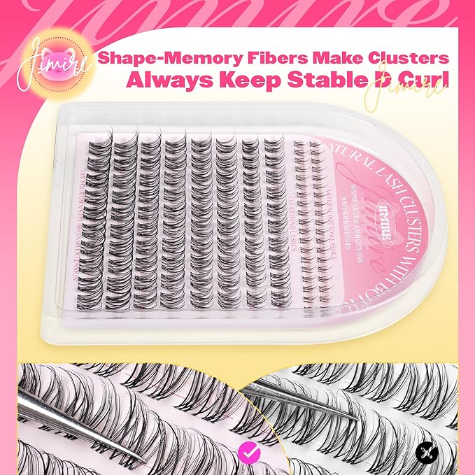 Venus Lash Clusters Kit with Bottom Lashes Natural Look Wispy 10-16MM Lash Extension Kit with Lash Bond and Seal, Remover, Tweezers D Curl Cluster Eyelash Extensions Kit Individual Lashes by JIMIRE