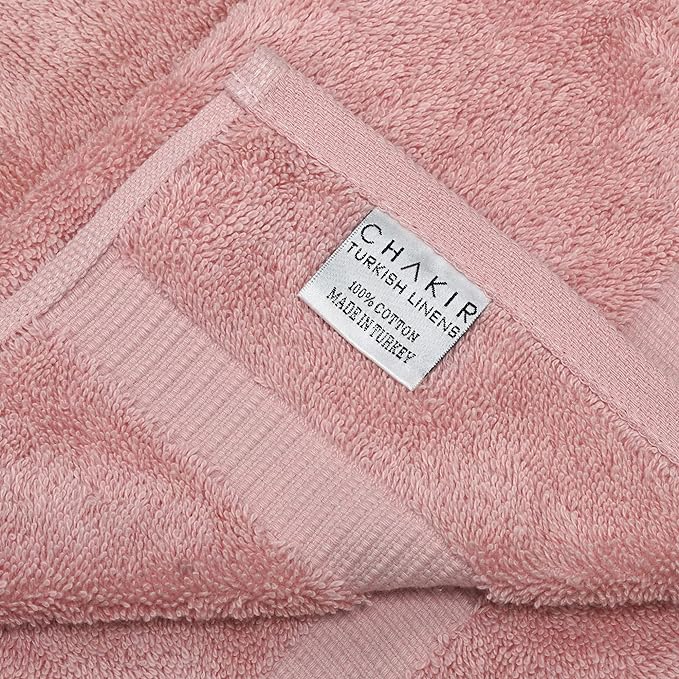 Chakir Turkish Linens 100% Cotton Premium Turkish Towels for Bathroom | 13'' x 13'' (6-Piece Washcloth, Pink)