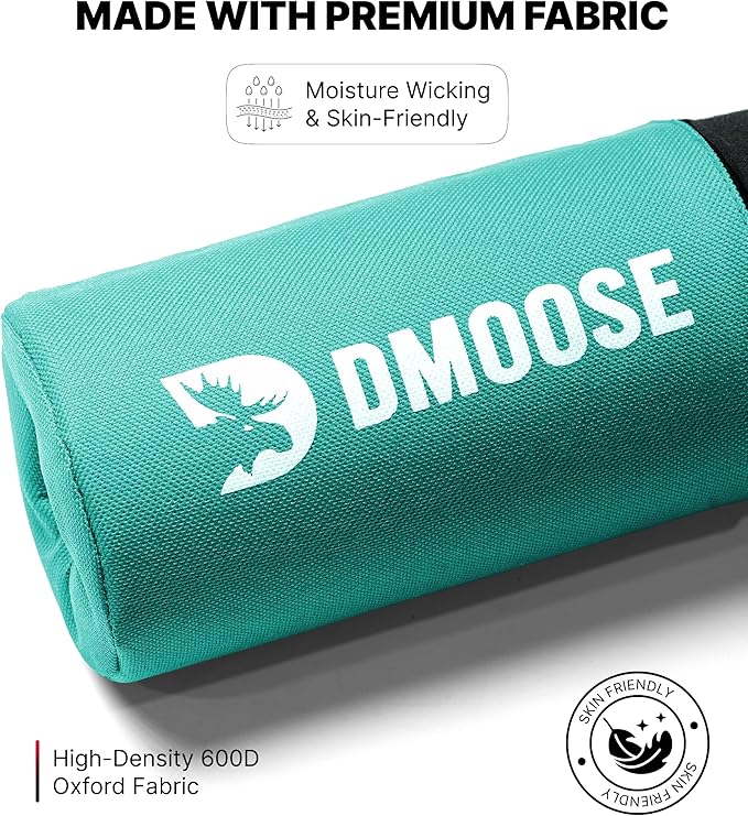 DMoose Fitness Barbell Pad for Hip Thrust, Squat & Lunges - Non-Slip Thick Foam Cushion for Neck and Back Support with Two Straps - Hip Thrust Pad for Leg Day - Fits All Olympic Bars and Smith Machine