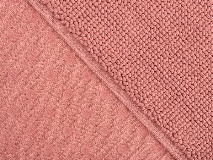 Cotton Paradise 100% Cotton Non Slip Bath Mats for Bathroom, 17x24 inch Soft Absorbent Quick Dry Machine Washable Floor Bath Mat, Coral