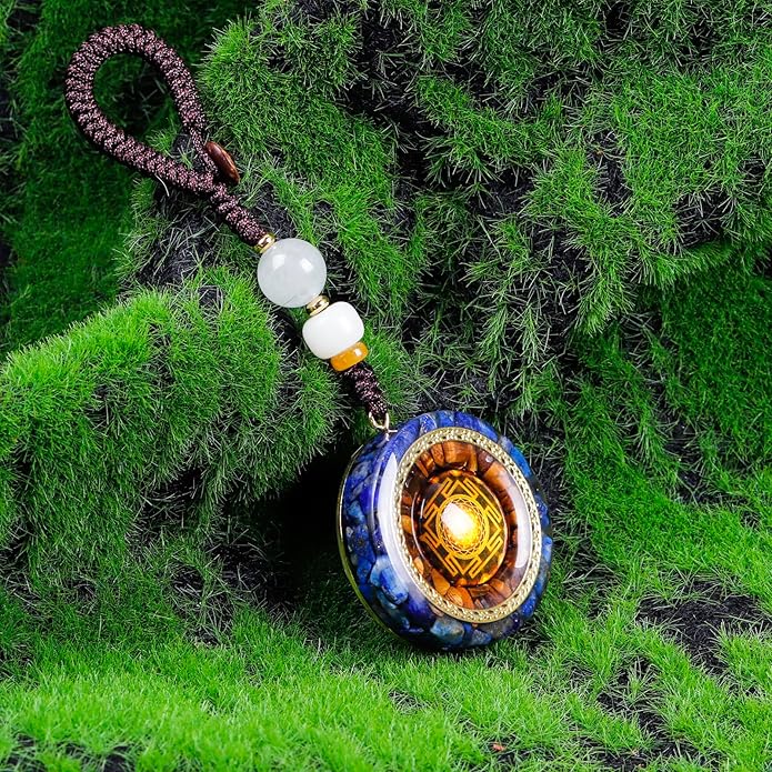 Day Day Up Orgonite Necklace - Sri Yantra Rotatable Pendant For Anti Stress Anxiety & Meditation - Malachite And Tiger Stone For Spiritual Healing & Positive Energy