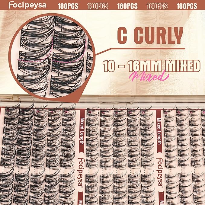 Focipeysa Lashes Wispy Cluster Lashes Natural Lash Clusters 10-16mm Eyelash Clusters Salon Effect Pestañas Postizas Naturales Fairy DIY Individual Eye Lashes Extensions Pack Spiky Lash