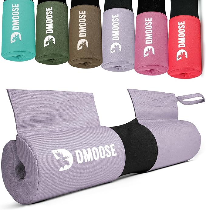 DMoose Fitness Barbell Pad for Hip Thrust, Squat & Lunges - Non-Slip Thick Foam Cushion for Neck and Back Support with Two Straps - Hip Thrust Pad for Leg Day - Fits All Olympic Bars and Smith Machine